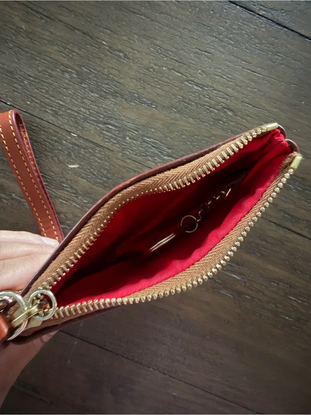 Dooney & Bourke Black Raiders Logo Wristlet with Brown Trim